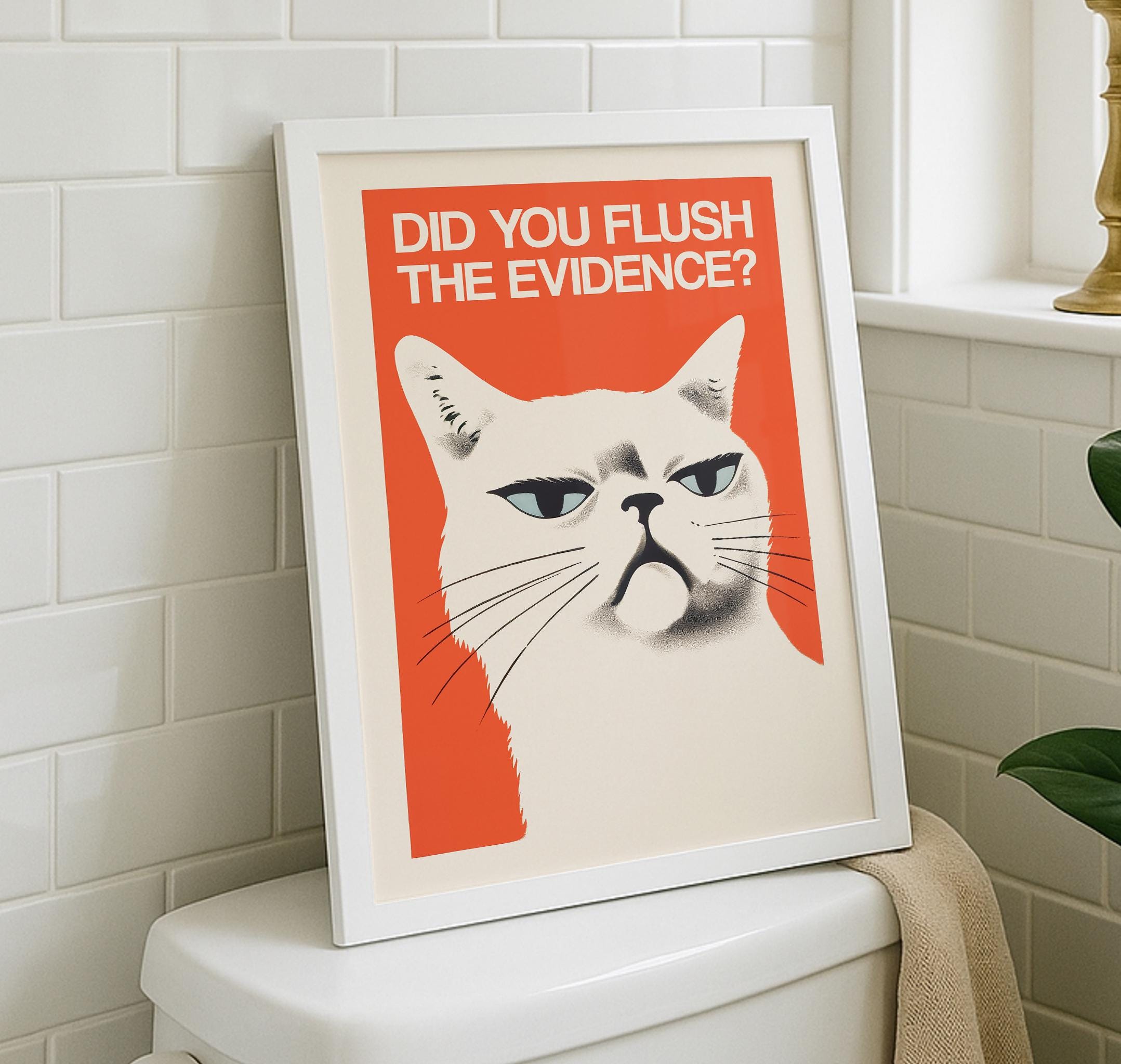Funny Toilet Poster Restroom Wall Art Guest Bathroom Decor Cat Bathroom ...