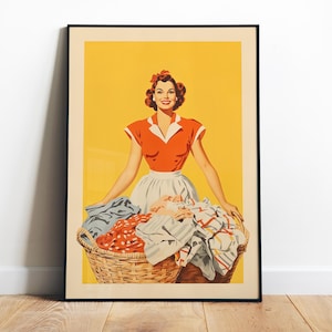Retro Laundry Art Print Laundry Room Wall Art Printable Housewife Art Print Utility Room Decor Laundry Day Wash Room Art Funny Digital Print