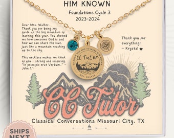 Personalized CC Tutor Necklace Gift For CC Tutor To Know God and Make Him Known Neck Lace Classical Conversation Notecard CC Tutor Necklace