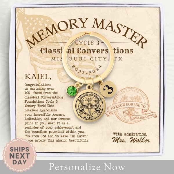 Personalized Cycle 3 Memory Master Keychain Gift For Classical Conversations Cycle 3 Memory Master CC Memory Master Keyring Card Birthstone