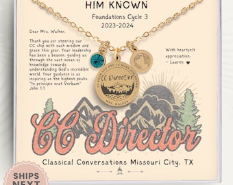 Personalized CC Director Necklaces Gift For Classical Conversations Director Jewelry CC Director Gift Neck Lace To Know God EOY Mountains
