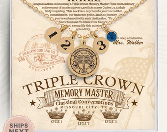 Personalized Cycle 3 Triple Crown Memory Master Necklace Gift For Cycle 3 Memory Master Jewelry With Birthstone Triple Crown Memory Master