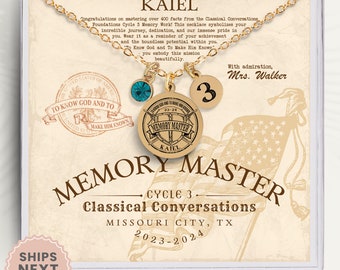 Personalized Cycle 3 Memory Master Necklace Gift for CC Cycle 3 Memory Master Jewelry With Birthstone For CC Student US History To Know God