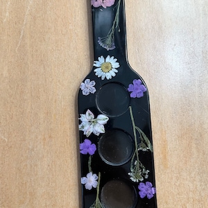Floral Resin Shot Glass Holder, Shot Glass Tray, Resin Shot Paddle, Boho Home Decor, Barware