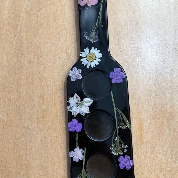 Floral Resin Shot Glass Holder, Shot Glass Tray, Resin Shot Paddle, Boho Home Decor, Barware