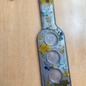 Floral Resin Shot Glass Holder, Shot Glass Tray, Resin Shot Paddle, Boho Home Decor, Barware