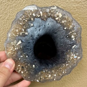 Black, Silver, and Gold Sparkly Resin Coaster Set of 2, Cute Epoxy Resin Coasters, Rock Resin Coaster, Handmade Drink Coasters