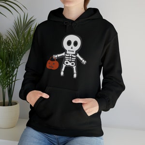 Skeleton Halloween Hooded Sweatshirt Halloween Sweatshirt Skeleton Sweatshirt Trick Or Treat Sweatshirt