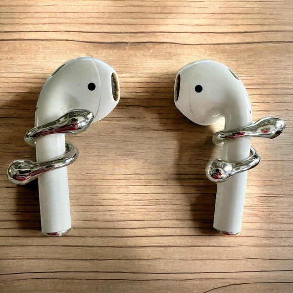 AirPods Earrings | Yellow or White Gold Plated AirPods | Wrap Earrings  holder | AirPods Accessories | AirPods Jewelry