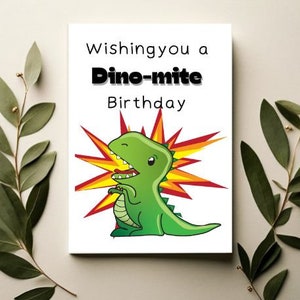 Printable Birthday Card, cute dinosaur birthday card, instant digital download, children&#39;s birthday card, original artwork