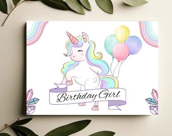 Happy Birthday Magic Unicorn Card, Rainbow Sparkles Unicorn, Girl Birthday, Card for daughter, Have a Magical Birthday