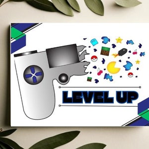 Video Game Birthday Card, Classic Arcade Games, Teen Boy Birthday Card, Level Up, Gamer Birthday Card, Video Game Controller, Printable