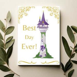 Cartão de aniversário da Disney / Cartão de aniversário da princesa / Cartão de aniversário com tema da Rapunzel / Enrolados / Melhor dia de todos os tempos / Aniversário da Disney / Aniversário da princesa