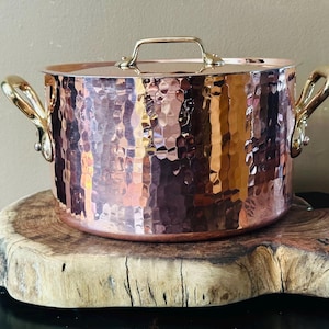 Amazing Large Dehillerin Beautifully Hammered 11” Copper Stew Pot or Rondeau Heavy