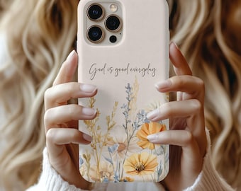 Christian iPhone Case - God is Good Wildflower Galaxy Tough Case - MagSafe Compatible PC1025