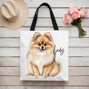 Pomeranian Dog Custom Tote Bag - Personalized Pet Gifts for Dog Lovers - Pomeranian Dog Mom Gift Ideas - Thank You Gift or Best Friend Gift