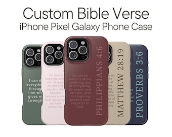 Christian Phone Case Gift for Her, Custom Bible Verse MagSafe iPhone Case 17 16 15 14 13 Pro Max Plus, Scripture Tough Phone Pixel Galaxy
