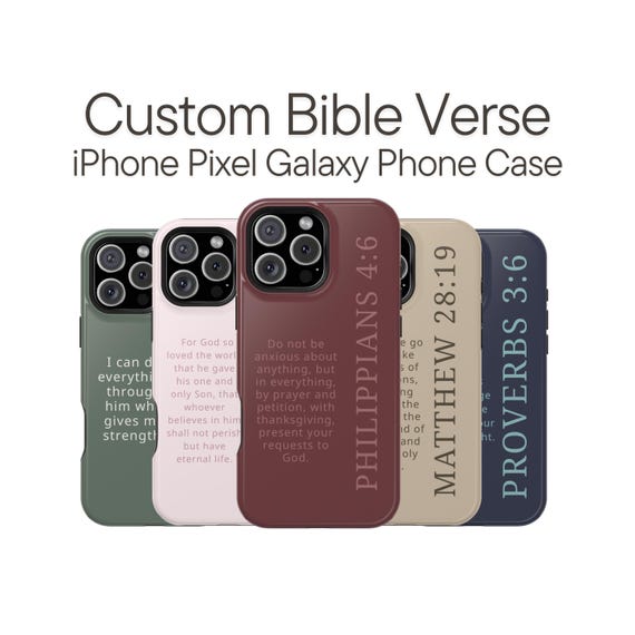 Christian Phone Case Gift for Her, Custom Bible Verse MagSafe iPhone Case 17 16 15 14 13 Pro Max Plus, Scripture Tough Phone Pixel Galaxy