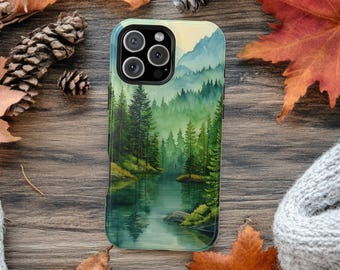 Pine Forest Phone Case - MagSafe Compatible Dual Layer Protective Cover - Mountain Landscape PC1027