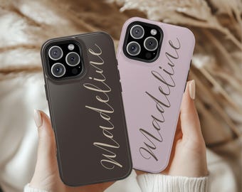 Custom Name Phone Case Magsafe iPhone 17 16 15 14 Pro Max Plus, Personalized Tech Accessory Tough Phone Case Pixel Galaxy Gift for Her