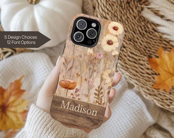Custom Name Phone Case - MagSafe Wildflower iPhone 18 17 16 15 - Floral Cover Galaxy