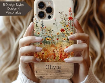 Name Phone Case Autumn Floral MagSafe - Custom Fall Wildflower iPhone Tough Case Galaxy PC1235-1239