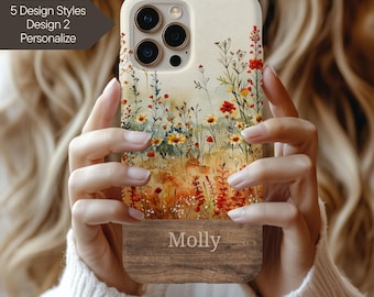 Name Phone Case Autumn Floral MagSafe - Custom Fall Wildflower iPhone Tough Case Galaxy PC1235-1239