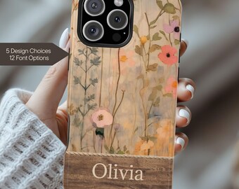 Custom Name Phone Case - MagSafe Wildflower iPhone 18 17 16 15 - Floral Cover Galaxy
