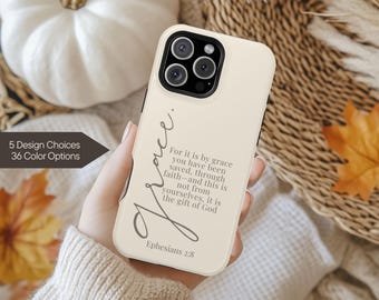 Christian Phone Case Gift for Her, Custom Religious MagSafe iPhone Case 17 16 15 14 13 Pro Max Plus, Scripture Tough Phone Pixel Galaxy Snap