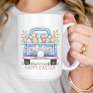 Custom Easter Gift Mug - Personalized Easter Egg Cup Gift for Easter Basket - Cute Pastel Truck Gift for Her - Teacher Appreciation Gift