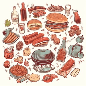 BBQ Item Clipart Bundle - 30 PNG Images (Transparent Background)