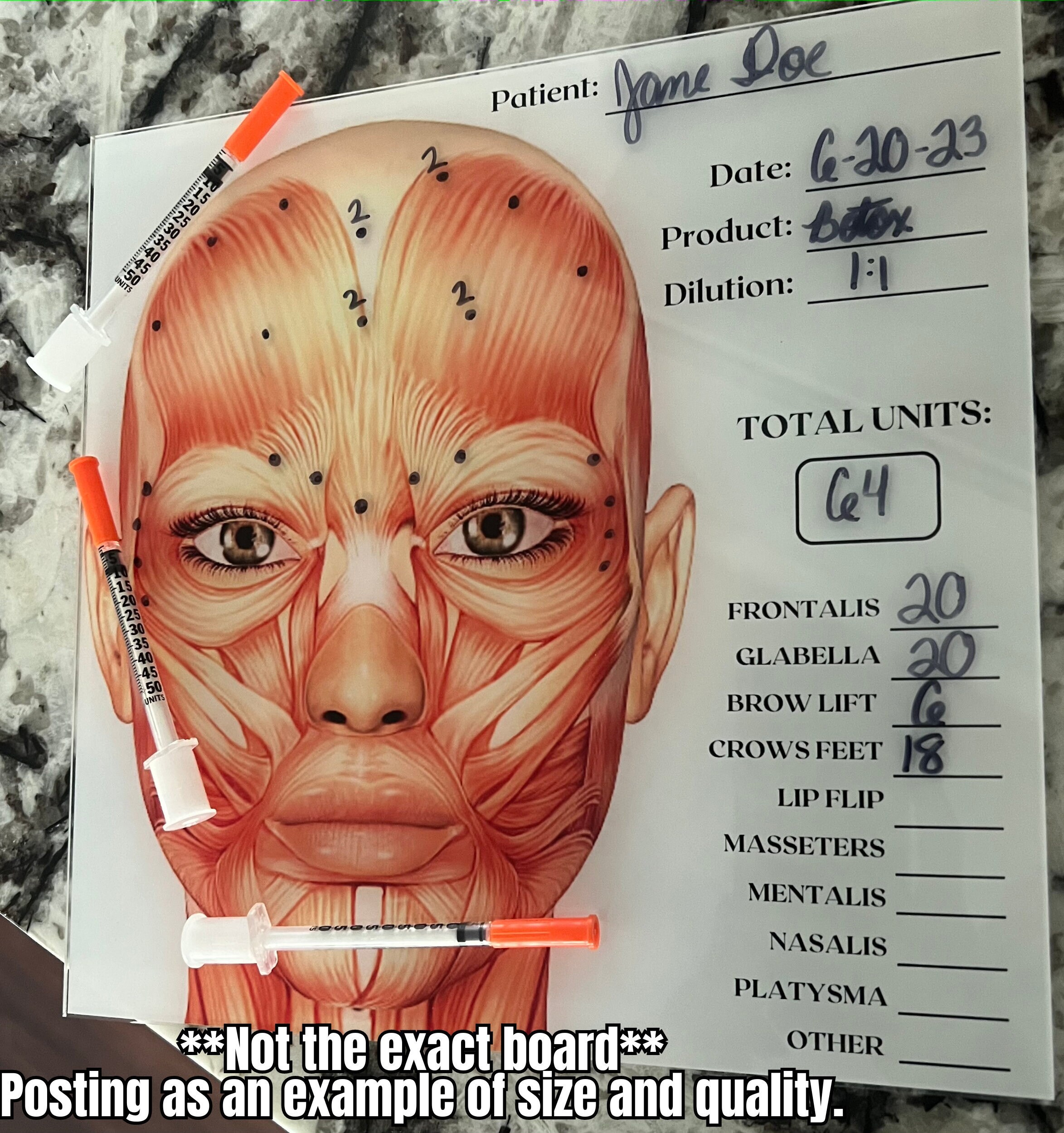 Aesthetic Injector Treatment Board, Aesthetic Training Tool, Dry Erase