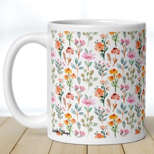 Wildflower mugs for women | Botanical mug for coffee, tea, or hot chocolate | Floral mug gift for Christmas | Boho flower mug