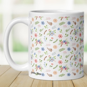 Boho flower mug for women | Floral gift for nature lovers | Floral mug for the office or home | Floral mug gift