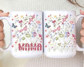 Taza de cafe flores y mariposas mama, taza floral, taza de ceramica dia de la madre, regalo para mama, mama regalo, tazas personalizadas