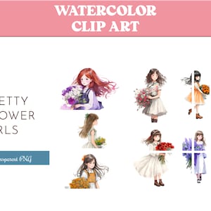 Pretty Flower Girls - Clipart - Transparent PNG - Commercial Use
