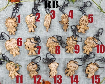 Cute Wooden Halloween Birchwood Keychains - Perfect Spooky Accessories for Your Keys!