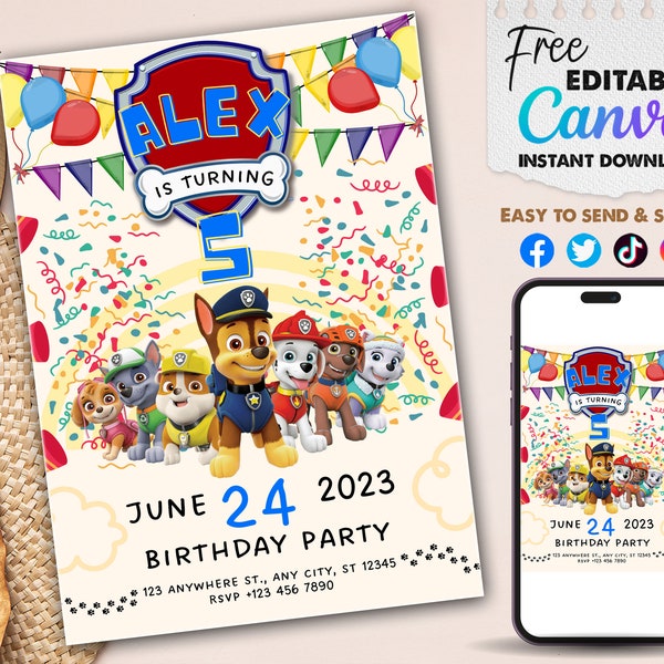 Birthday Invites Paw Patrol - Etsy