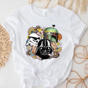 Star Wars Floral T-shirt, Vintage Floral Stars WarS Shirt, Darth Vader Gift, Stormtrooper, Boba Fett Shirt, Matching Star Wars Shirt