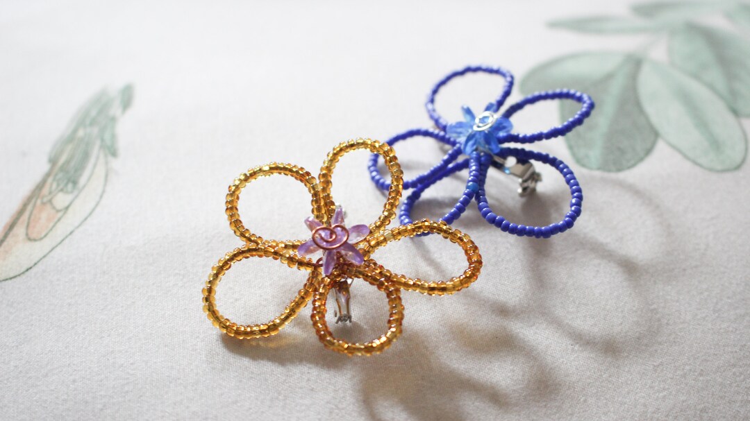 Beaded Flower Pin - Etsy