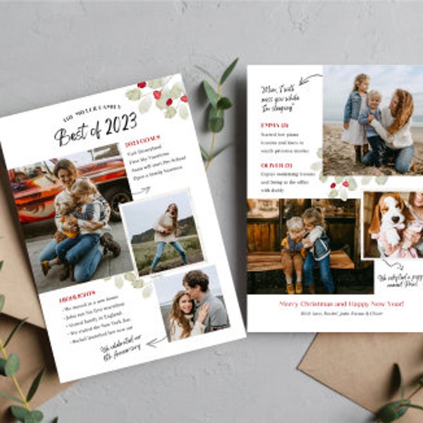 Year in Review Christmas Card Template 2023 Year in Review Canva Year in Review Holiday Card Template Newsletter