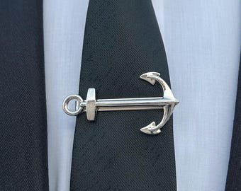 Silver Anchor Tie Clip: Nautical Stainless Steel Tie Bar