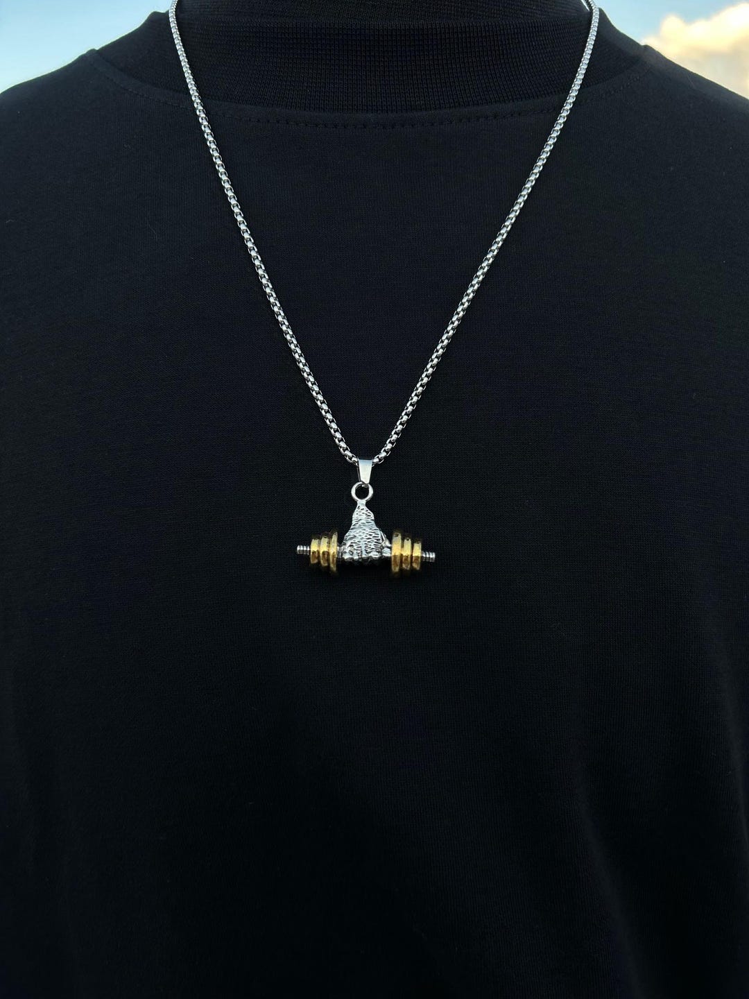 Bodybuilding Barbell Necklace: Silver Gym Weight Pendant for Men - Etsy