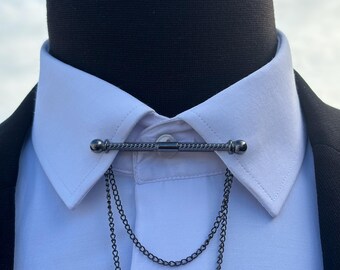 Chaîne De Col De Chemise Avec Zircone Et Roue De Bateau Argentée | En