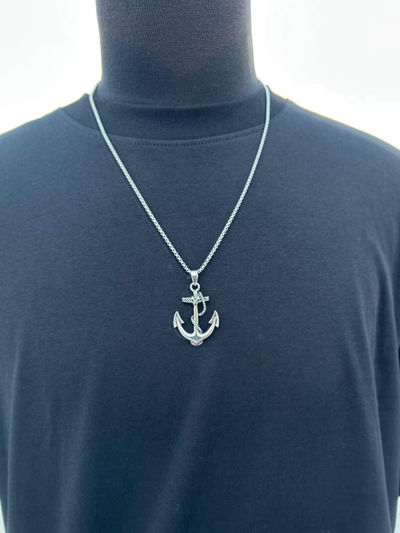 Silver Anchor Pendant Necklace: Stainless Steel Maritime Jewelry