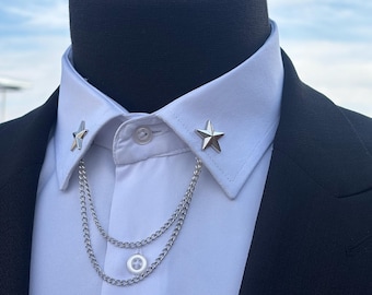 Star, Brooch, Collar Bar, Shirt Collar Clipsc, Men&#39;s Collar Tie Bar, Shirt Mens Accesories, Man Wedding Accesorry, Gifts For Men