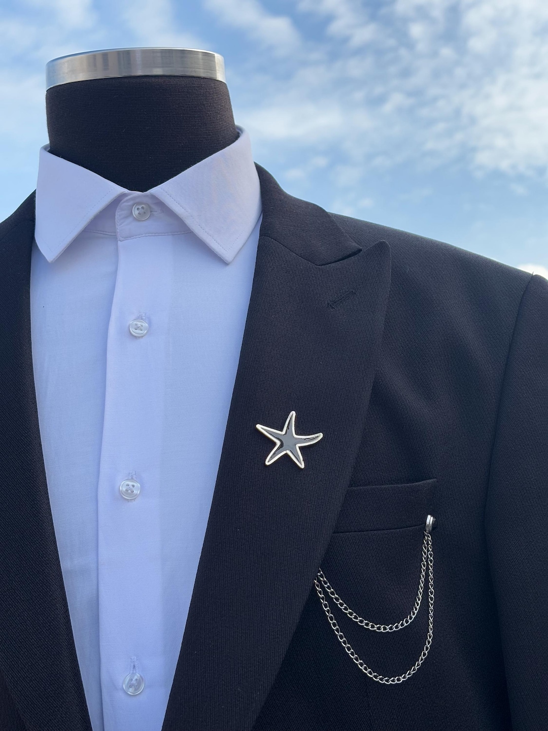 Spilla a forma di stella in metallo, stile cinese, spilla alla moda, spilla da bavero, decorazioni per costumi, segno simbolo stella, 1, Metallo