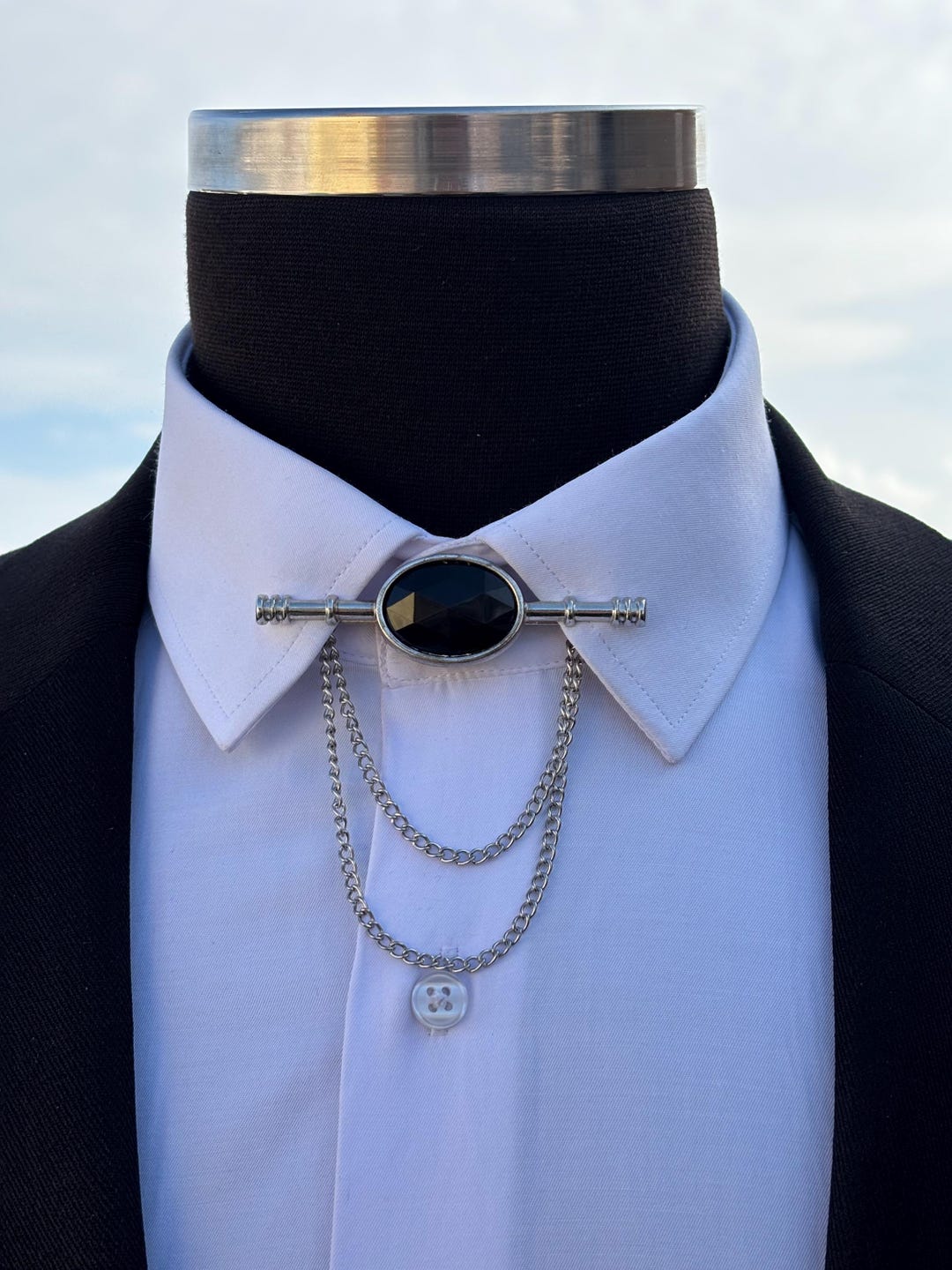 collar bar shirt with tie