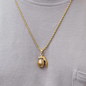 Grenade, Grenade Necklace, Bomb The Best Gift, Steel Necklace, Stainless Steel Necklace, Handmade Anchor Chain Necklace,  Silver Necklace