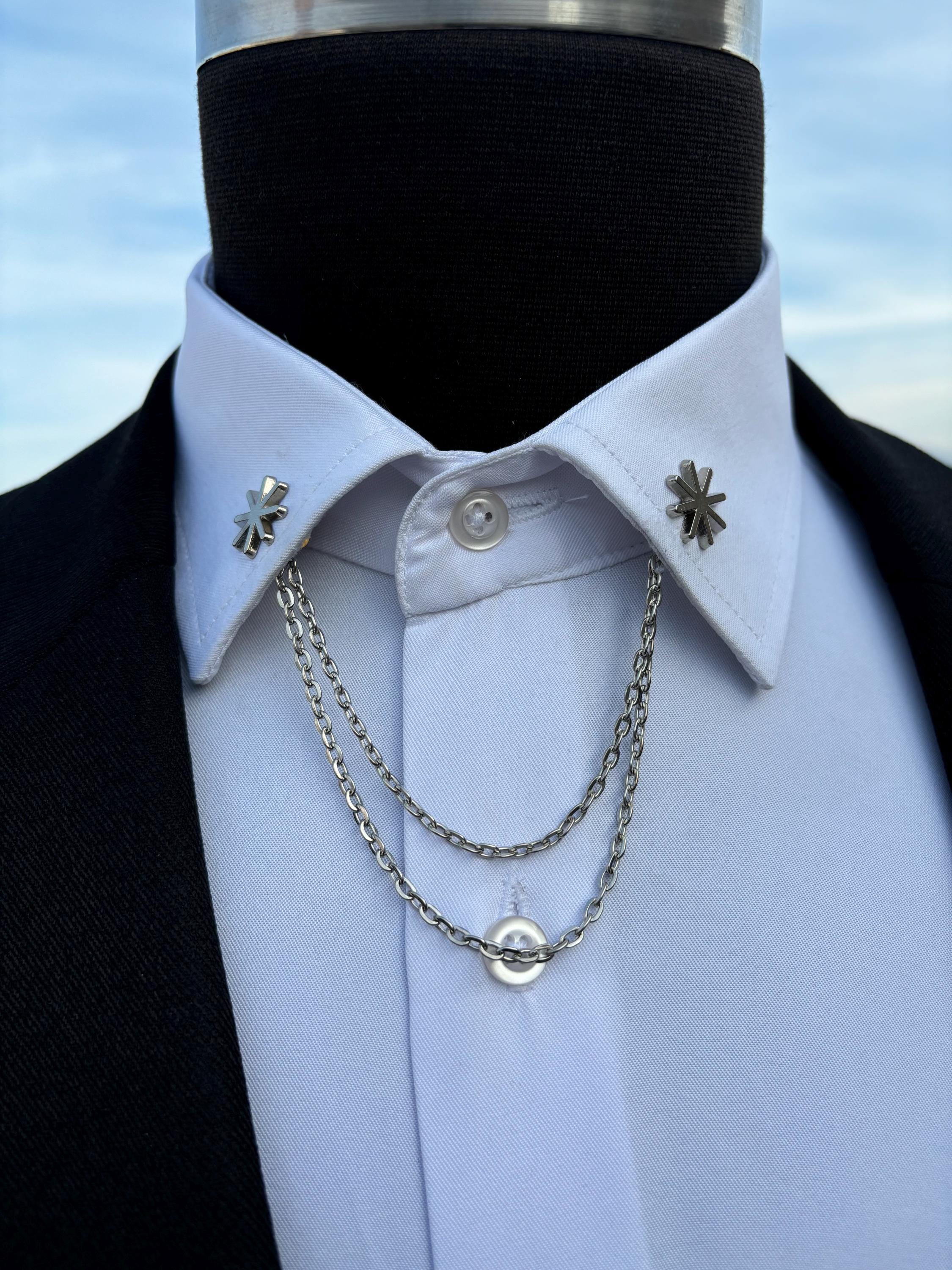 collar bar shirt with tie